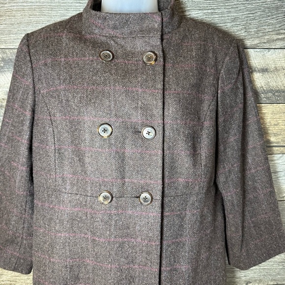 Brooks Brothers Robert Noble Wool Swing Coat Size 16 Check Print Tweed Scotland - Picture 1 of 11